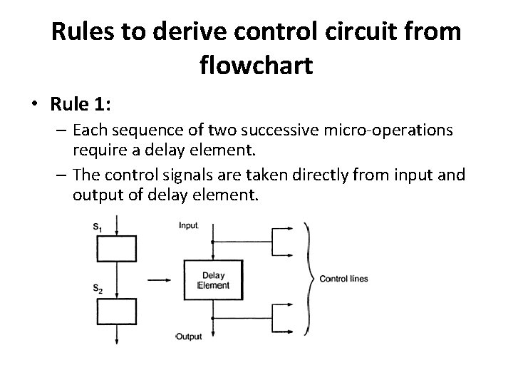 Rules to derive control circuit from flowchart • Rule 1: – Each sequence of