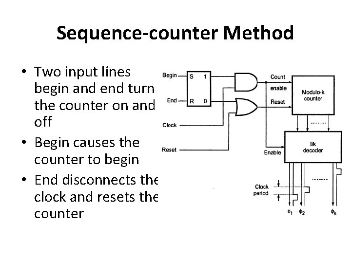 Sequence-counter Method • Two input lines begin and end turn the counter on and