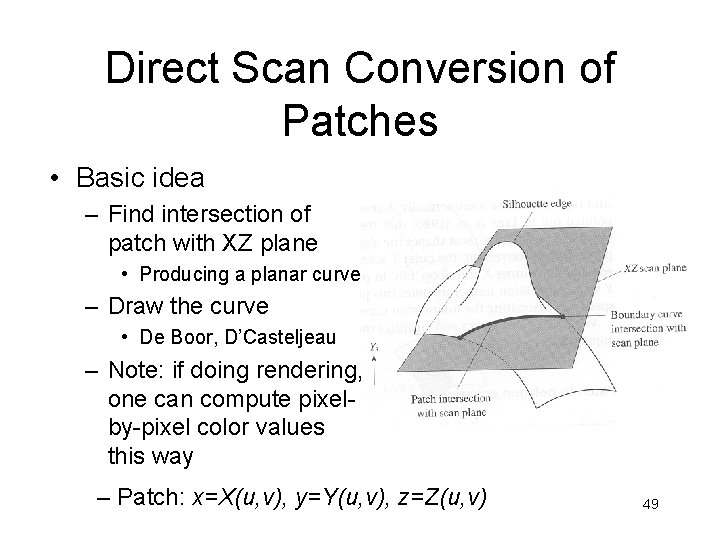 Direct Scan Conversion of Patches • Basic idea – Find intersection of patch with