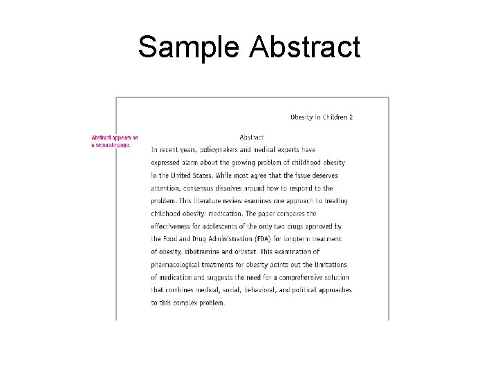 Sample Abstract 