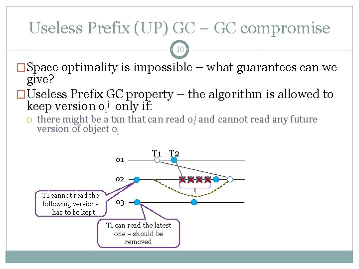 Useless Prefix (UP) GC – GC compromise 10 �Space optimality is impossible – what