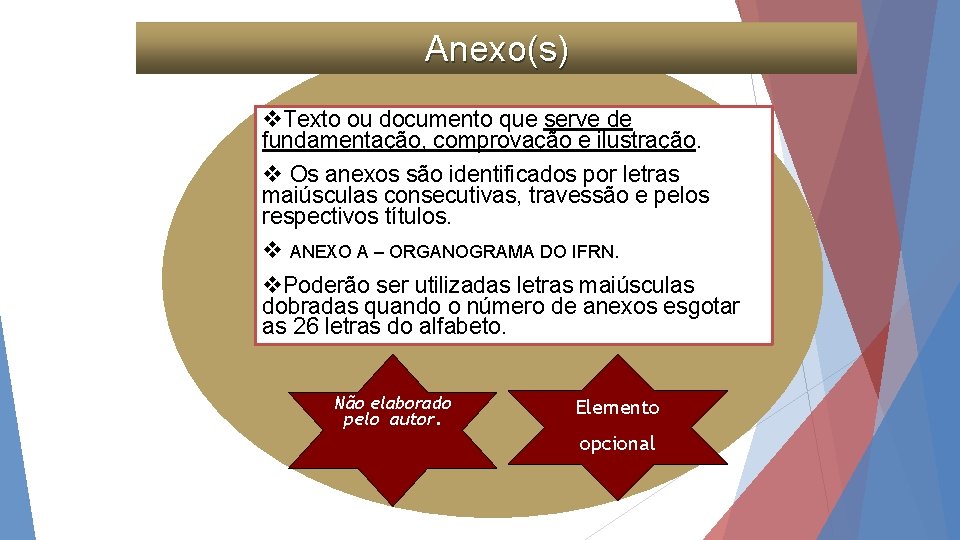 Anexo(s) v. Texto ou documento que serve de fundamentação, comprovação e ilustração. v Os