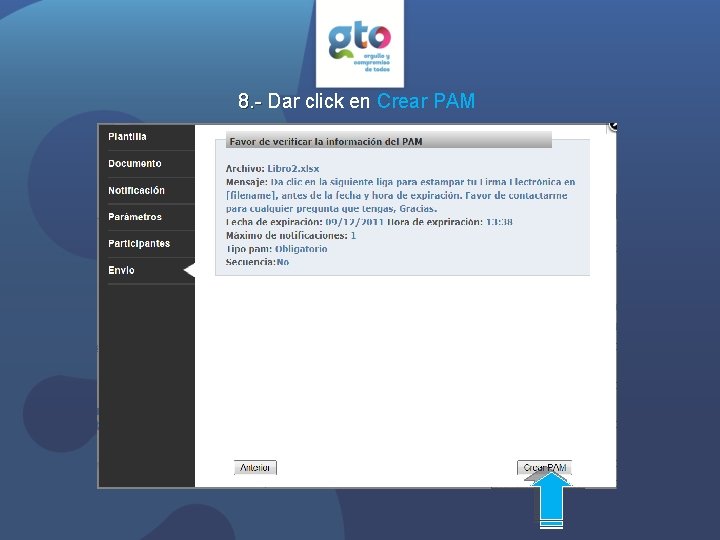 8. - Dar click en Crear PAM 