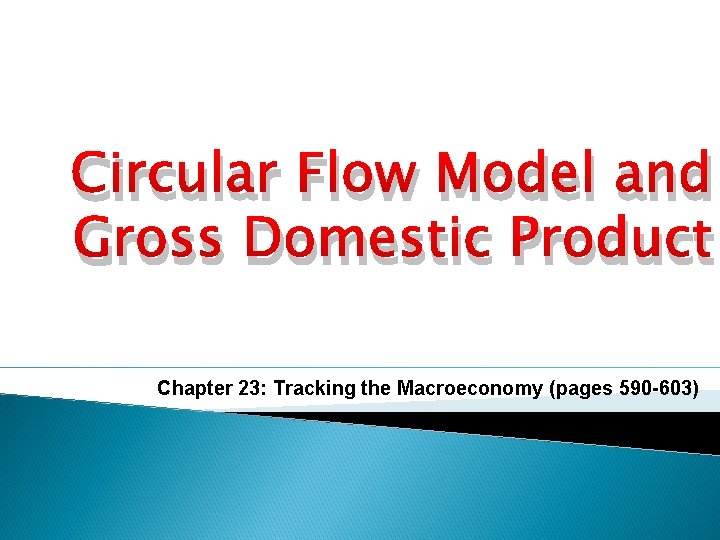 Circular Flow Model and Gross Domestic Product Chapter 23: Tracking the Macroeconomy (pages 590