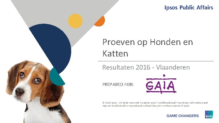 Proeven op Honden en Katten Resultaten 2016 - Vlaanderen PREPARED FOR: © 2016 Ipsos.