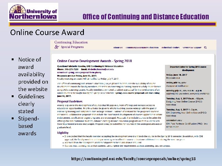 Office of Continuing and Distance Education Online Course Award § Notice of award availability