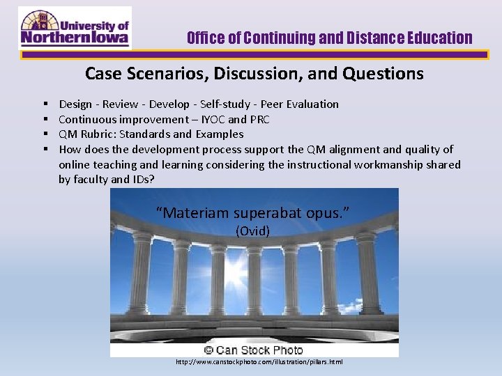 Office of Continuing and Distance Education Case Scenarios, Discussion, and Questions § § Design