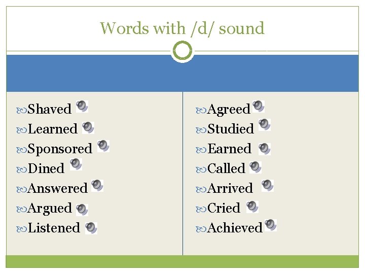 Pronunciation of Regular Verbs in the Past Tense