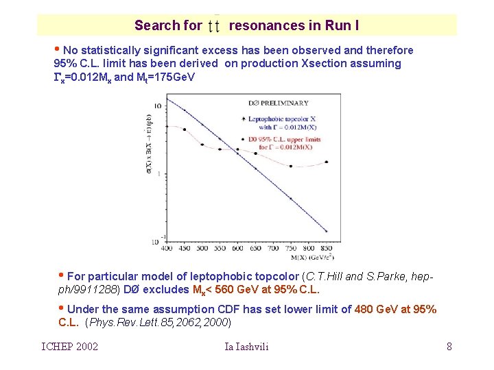 Search for resonances in Run I • No statistically significant excess has been observed