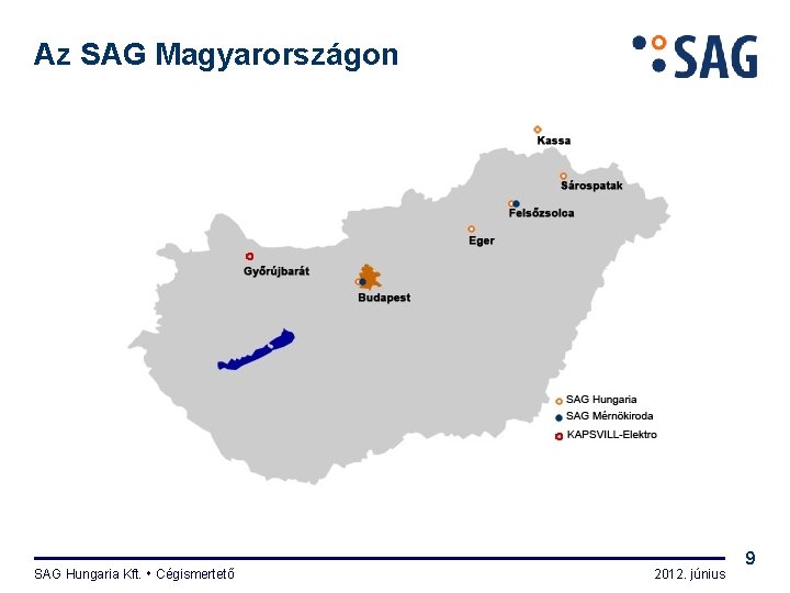 Az SAG Magyarországon SAG Hungaria Kft. Cégismertető 2012. június 9 