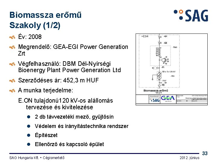 Biomassza erőmű Szakoly (1/2) Év: 2008 Megrendelő: GEA-EGI Power Generation Zrt Végfelhasználó: DBM Dél-Nyírségi
