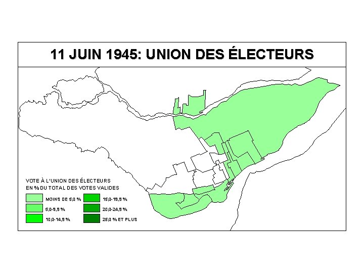 11 JUIN 1945: UNION DES ÉLECTEURS VOTE À L’UNION DES ÉLECTEURS EN % DU