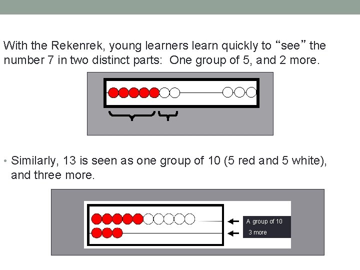 With the Rekenrek, young learners learn quickly to “see” the number 7 in two