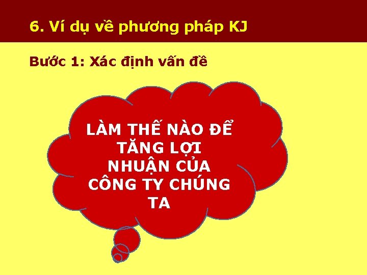 6. Ví dụ về phương pháp KJ Bước 1: Xác định vấn đề LÀM