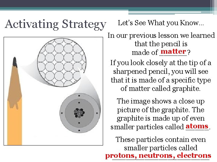 Activating Strategy Let’s See What you Know… In our previous lesson we learned that