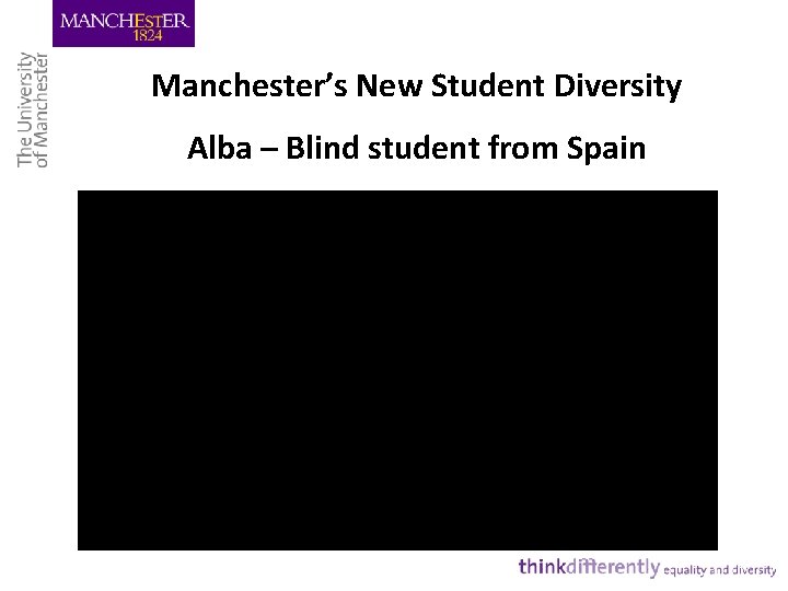 Manchester’s New Student Diversity Alba – Blind student from Spain 