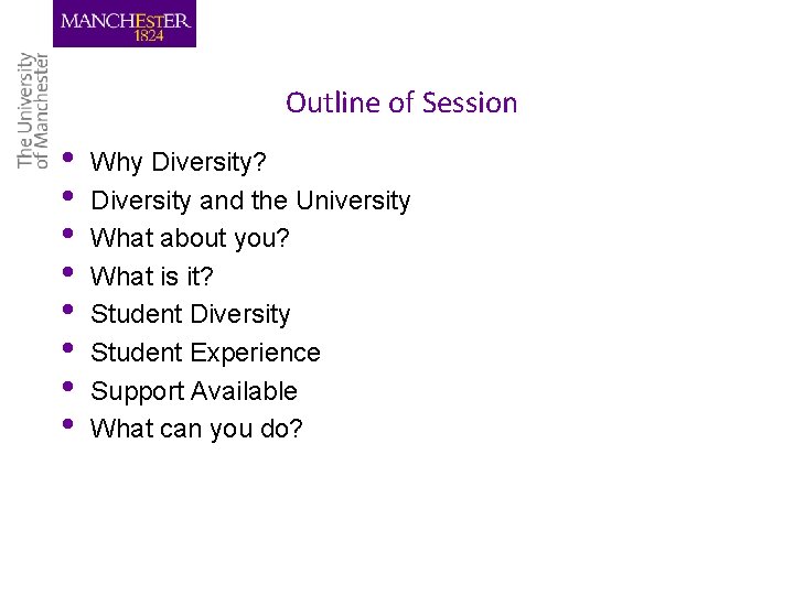 Outline of Session • • Why Diversity? Diversity and the University What about you?