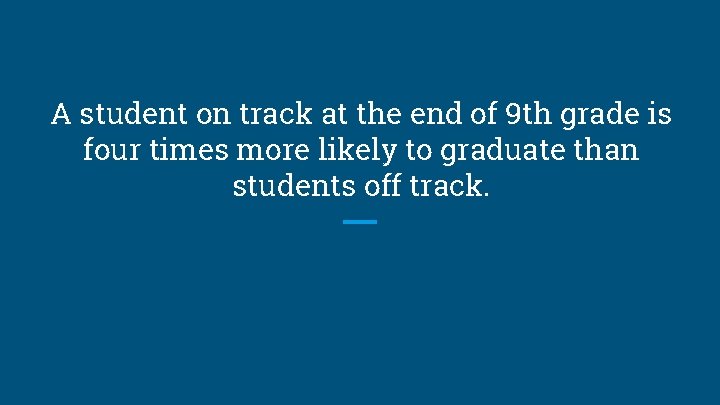 A student on track at the end of 9 th grade is four times