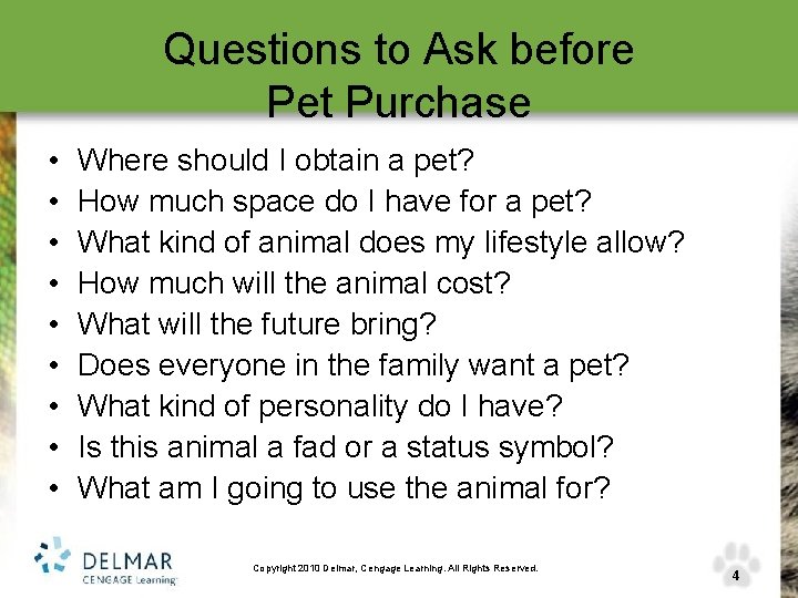 Questions to Ask before Pet Purchase • • • Where should I obtain a