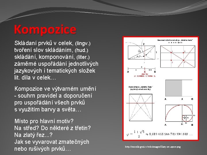 Kompozice Skládaní prvků v celek, (lingv. ) tvoření slov skládáním, (hud. ) skládání, komponování,