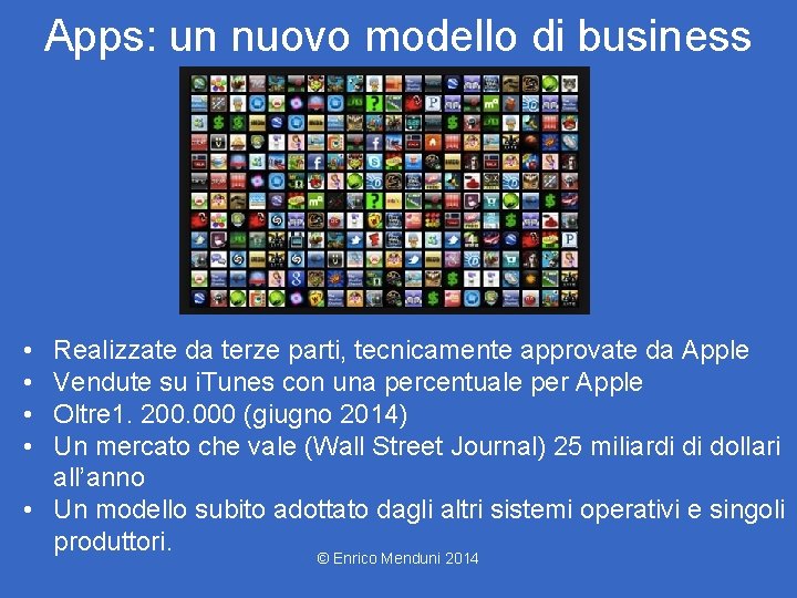 Apps: un nuovo modello di business • • Realizzate da terze parti, tecnicamente approvate