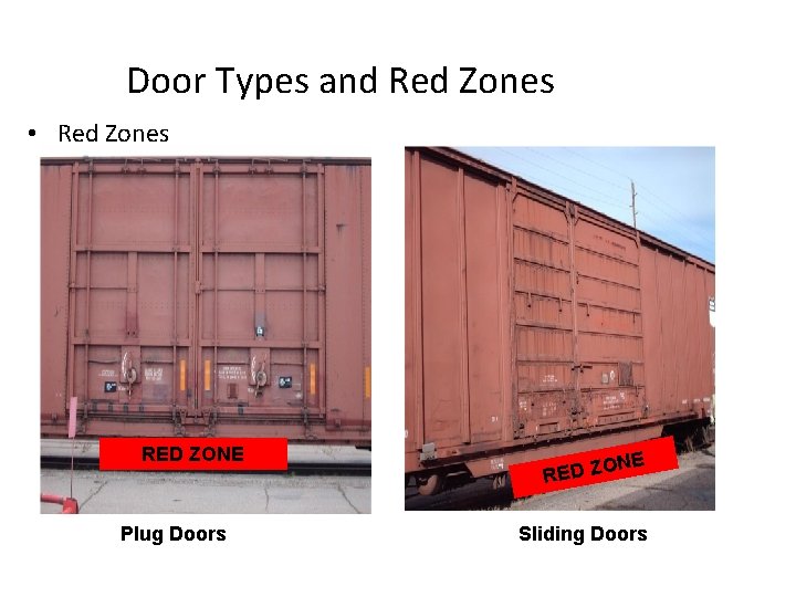 Door Types and Red Zones • Red Zones RED ZONE Plug Doors NE O