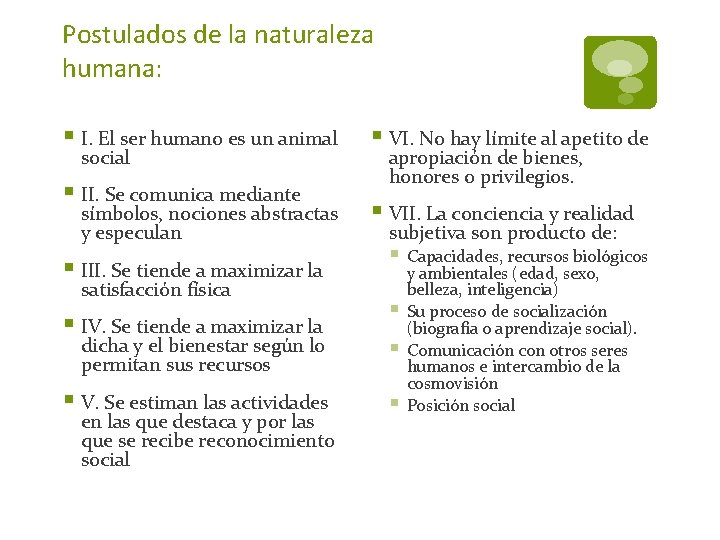 Postulados de la naturaleza humana: § I. El ser humano es un animal social