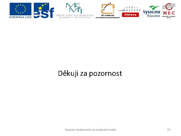 Děkuji za pozornost Vlastním hodnocením ke zvyšování kvality 23 