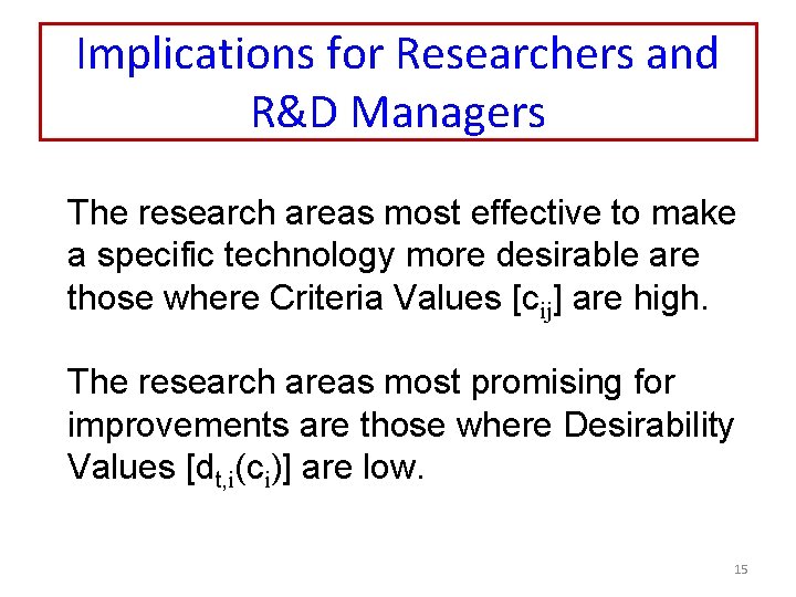 Implications for Researchers and R&D Managers The research areas most effective to make a