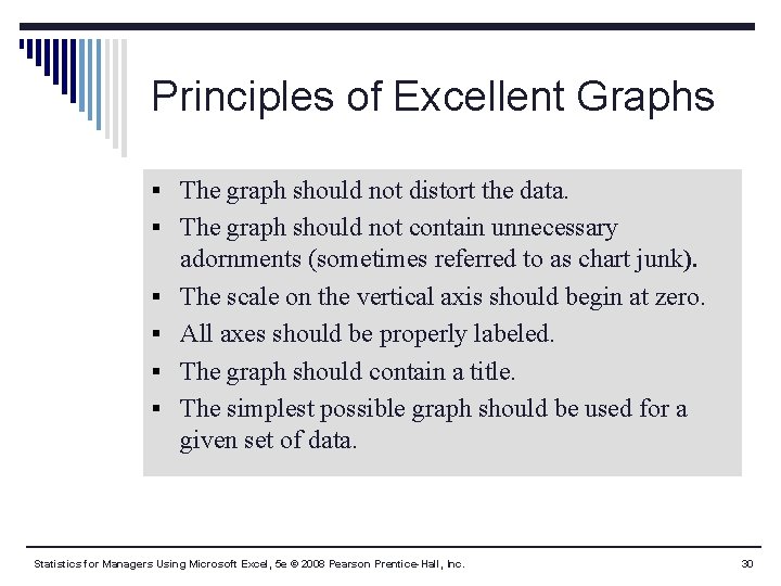 Principles of Excellent Graphs § The graph should not distort the data. § The Principles of Excellent Graphs § The graph should not distort the data. § The