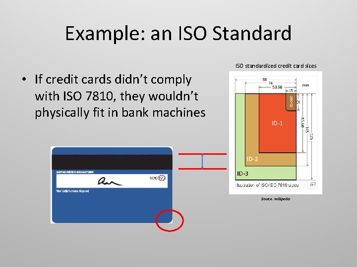 Example: an ISO Standard ISO standardized credit card sizes • If credit cards didn’t