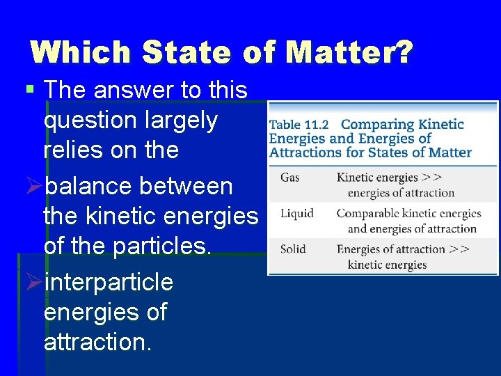 Which State of Matter? § The answer to this question largely relies on the