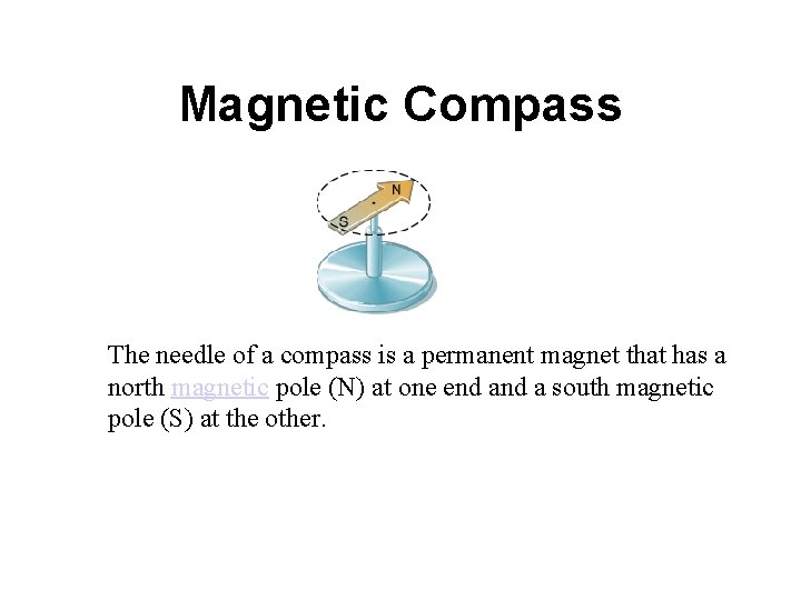 Magnetic Compass The needle of a compass is a permanent magnet that has a