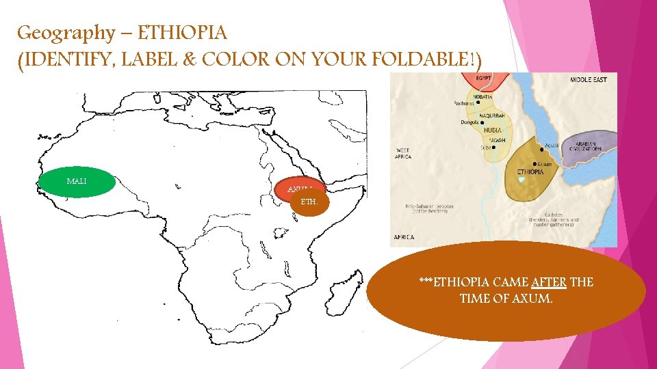 Geography – ETHIOPIA (IDENTIFY, LABEL & COLOR ON YOUR FOLDABLE!) MALI AXUM ETH. ***ETHIOPIA