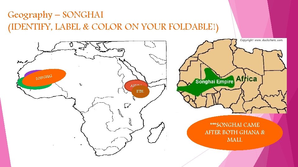 Geography – SONGHAI (IDENTIFY, LABEL & COLOR ON YOUR FOLDABLE!) GHANAGHAI SON MALI AXUM
