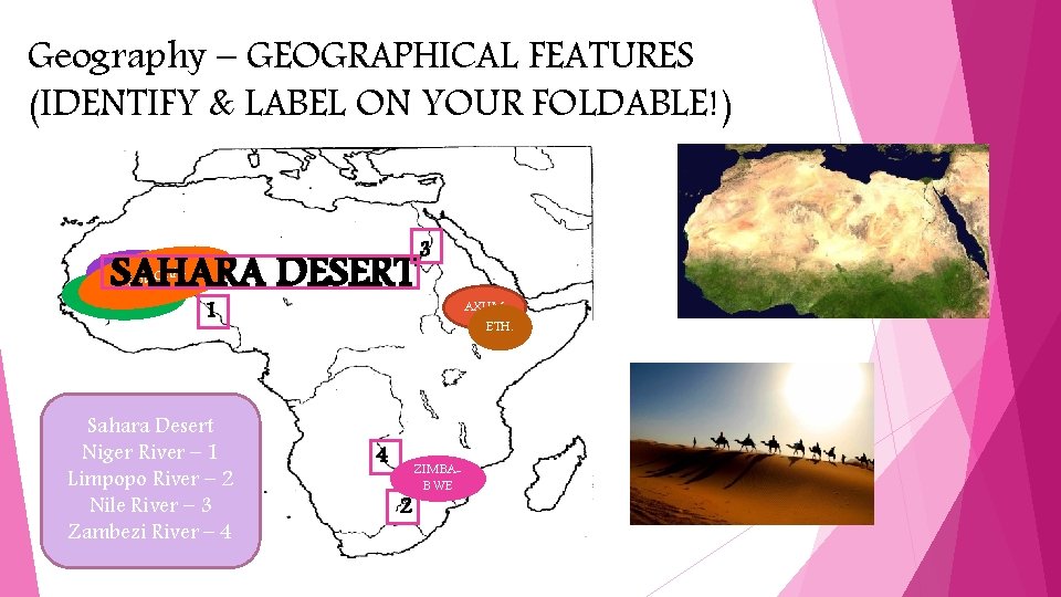 Geography – GEOGRAPHICAL FEATURES (IDENTIFY & LABEL ON YOUR FOLDABLE!) SAHARA DESERT GHANAGHAI SON