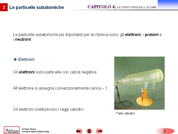 2 Le particelle subatomiche CAPITOLO 4. LA STRUTTURA DELL’ATOMO Le particelle subatomiche più importanti 2 Le particelle subatomiche CAPITOLO 4. LA STRUTTURA DELL’ATOMO Le particelle subatomiche più importanti