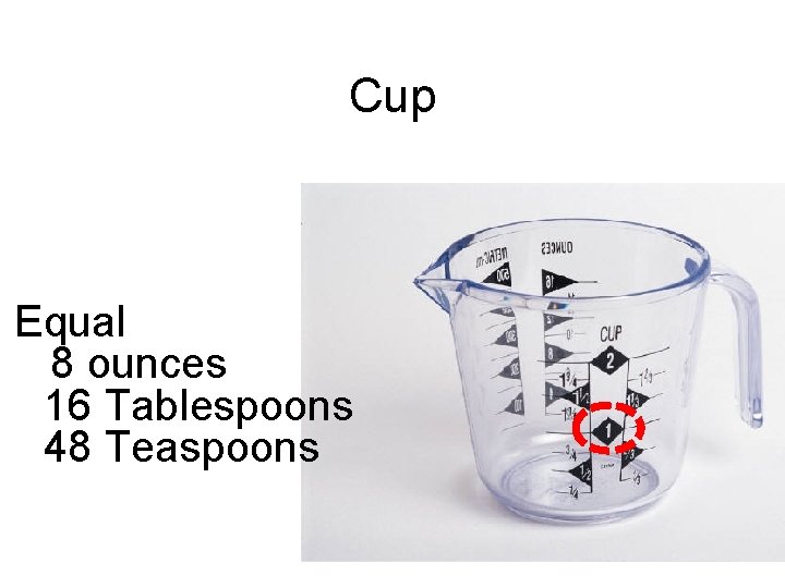 Cup Equal 8 ounces 16 Tablespoons 48 Teaspoons Cup Equal 8 ounces 16 Tablespoons 48 Teaspoons