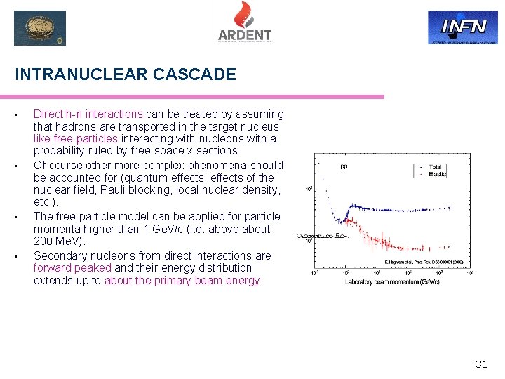 INTRANUCLEAR CASCADE • • Direct h-n interactions can be treated by assuming that hadrons