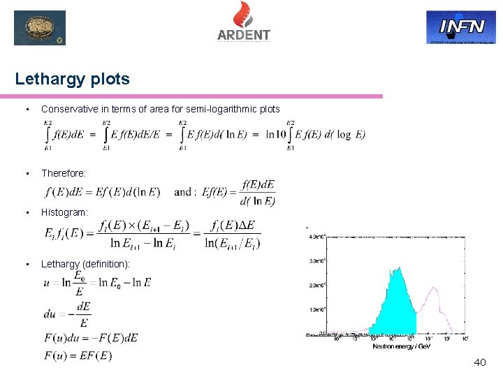 Lethargy plots • Conservative in terms of area for semi-logarithmic plots • Therefore: •