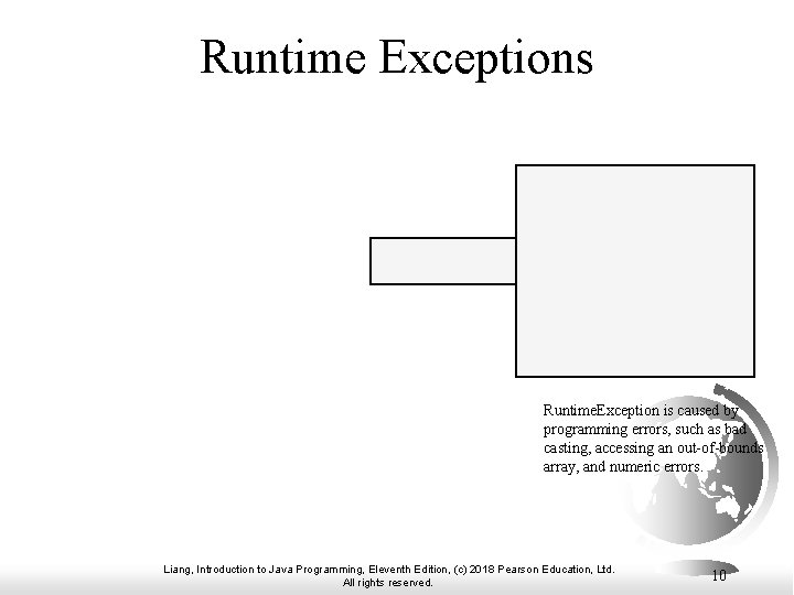 Runtime Exceptions Runtime. Exception is caused by programming errors, such as bad casting, accessing