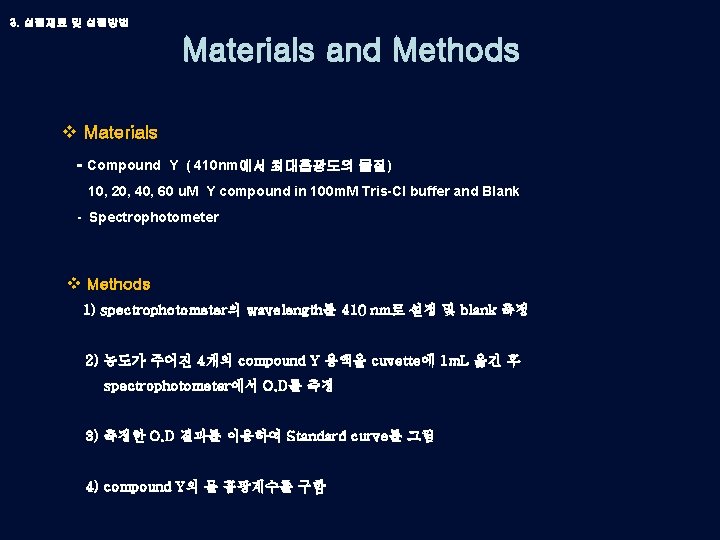 3. 실험재료 및 실험방법 Materials and Methods v Materials - Compound Y ( 410