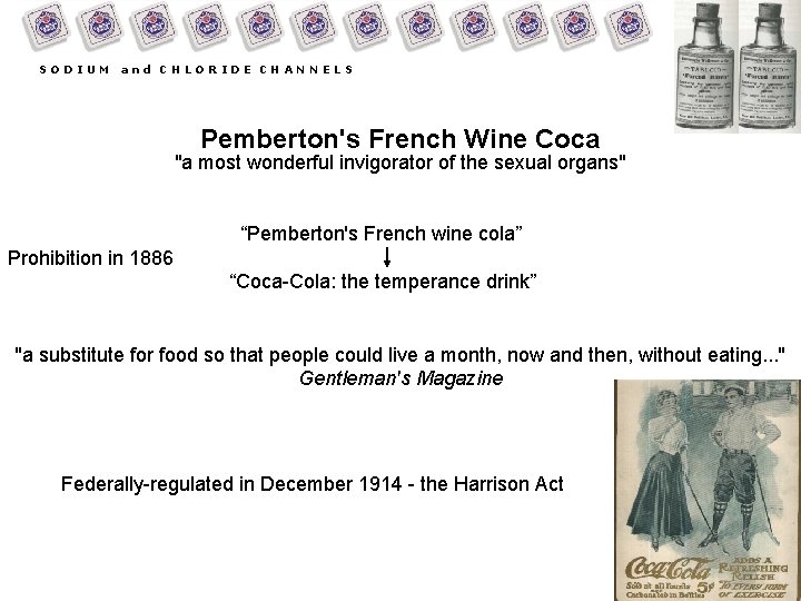 SODIUM and CHLORIDE CHANNELS Pemberton's French Wine Coca "a most wonderful invigorator of the