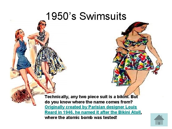 1950’s Swimsuits Technically, any two piece suit is a bikini. But do you know