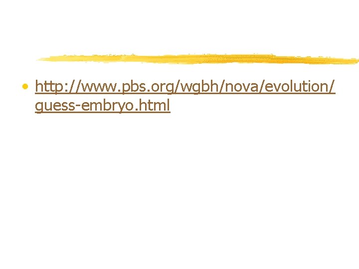  • http: //www. pbs. org/wgbh/nova/evolution/ guess-embryo. html 