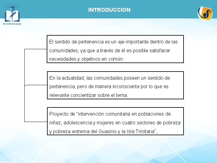 INTRODUCCION El sentido de pertenencia es un eje importante dentro de las comunidades, ya