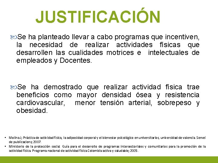 JUSTIFICACIÓN Se ha planteado llevar a cabo programas que incentiven, la necesidad de realizar