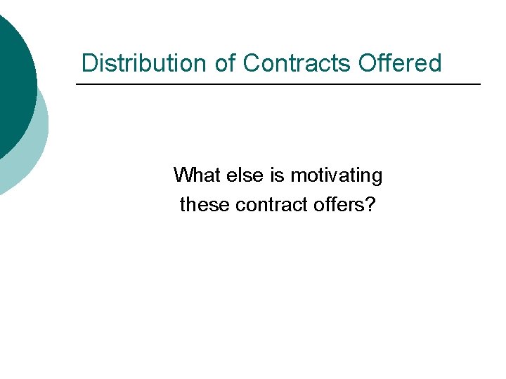 Distribution of Contracts Offered What else is motivating these contract offers? 