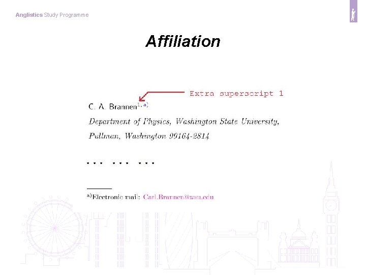 Anglistics Study Programme Affiliation 