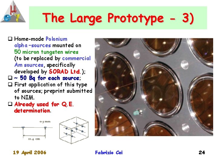 The Large Prototype - 3) q Home-made Polonium alpha –sources mounted on 50 micron